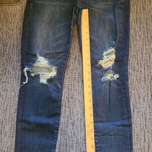 American Eagle Outfitters Dark Blue Distressed Skinny Jeans